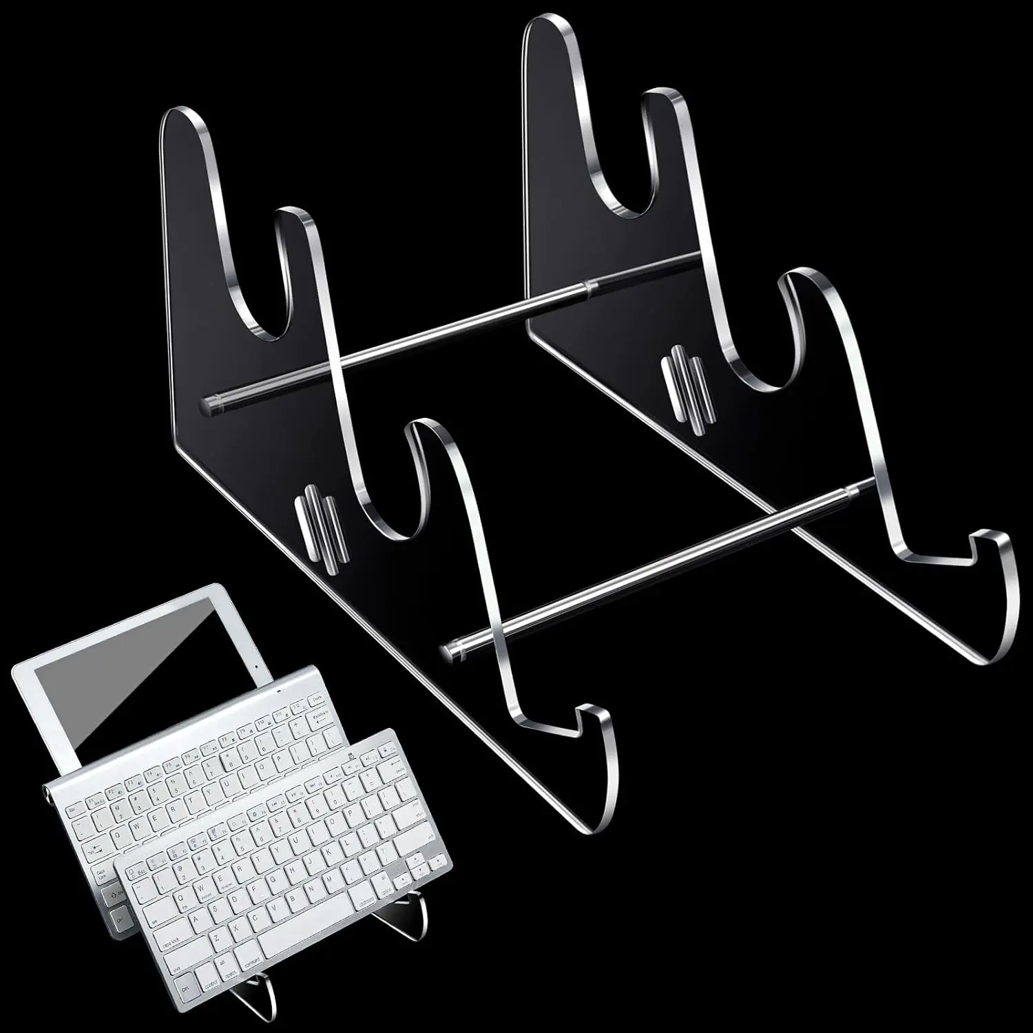 Acrylic Keyboard Display Stand Holder Mechanical Computer Stand Shelf for Desk Transparent Acrylic 3 Tier Keyboards Storage Holder Tray for Computer Tablet Picture Frame