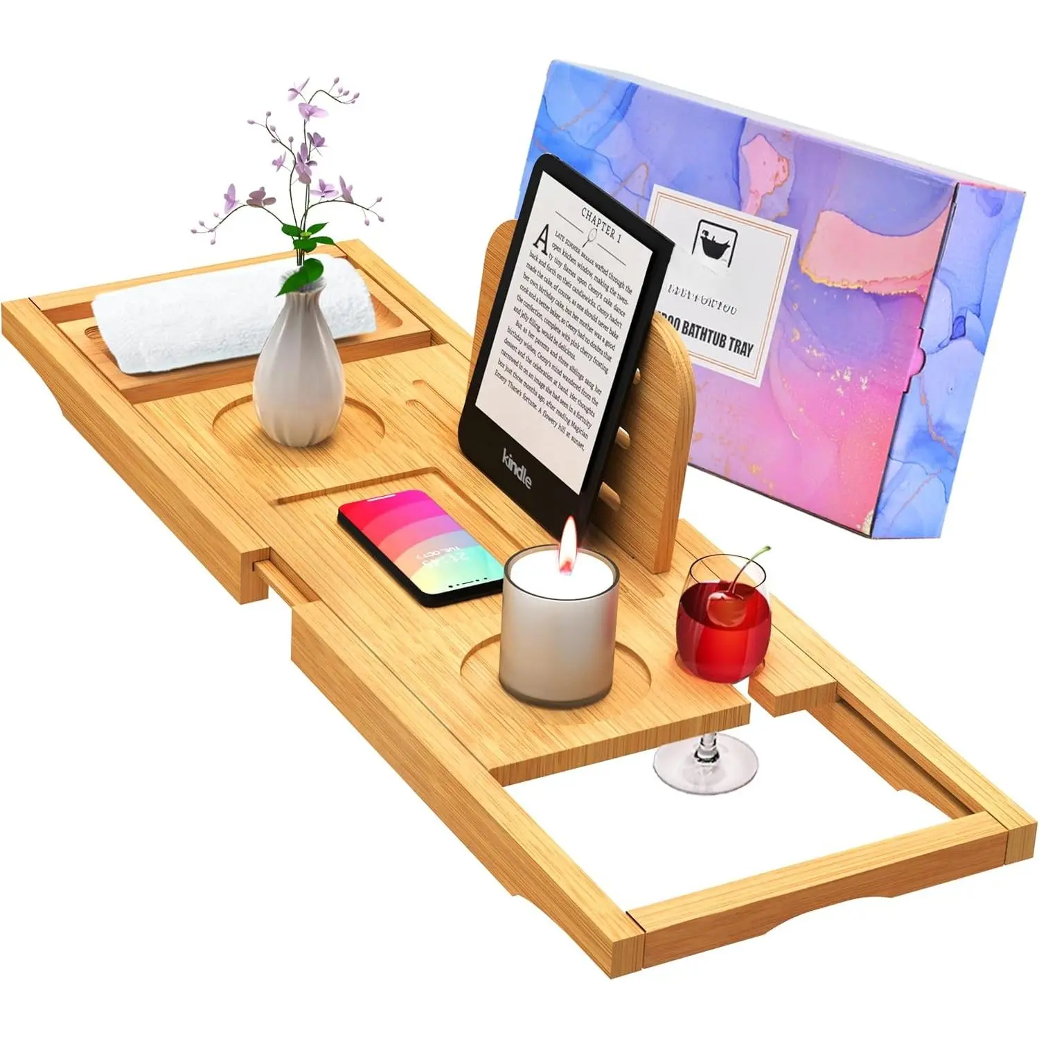 Luxury Bathtub  Tray - Bath Tray Expandable - Bath Tub Tray Table for Bathtub - Bath  Tray for Bathtub, Ajustable Size, Fits  Tubs
