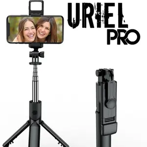 Urial Pro Wireless Selfie Stick Tripod Stand with Light Bluetooth Remote Extendable for iPhone Mobile Phone Tiktok Live Streaming Fabric Material Cellphone Smartphone