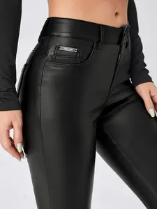 Women's Letter Patched Skinny Pants, Fashion Casual Pants for Daily Outdoor Wear, Ladies Bottoms for All Seasons
