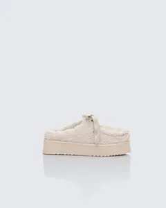 Goldie Cream Fur Chunky Laced Mule