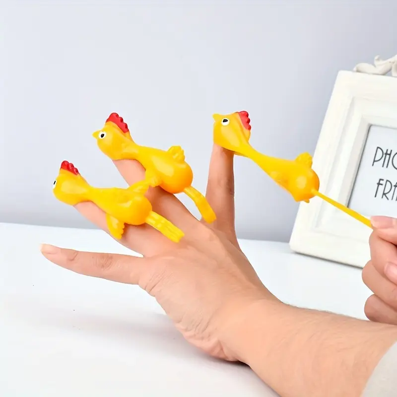 1/3pcs Rubber Chicken Finger Slingshot Toy - Fun Prank Gag for Kids & Adults, No Batteries Needed, Durable Plastic Relax Toy with Yellow Rubber Chicken Design, Fun Gift Idea, Playful Design, Easy to Usechristmas Stocking Stuffers