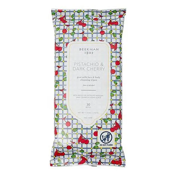 Beekman 1802 Goat Milk Face & Body Wipes - Pistachio & Dark Cherry