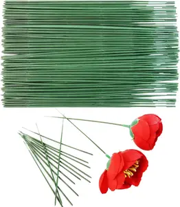 Green Floral Stems - 100Pcs Plastic Flower Rods for Bouquets and Arrangements, Ideal for Crafts and Florists (17CM /6.7In) GAQWOK