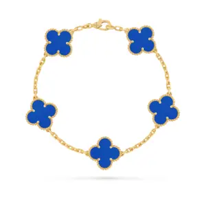 Pre-owned Van Cleef & Arpels Vintage Alhambra bracelet, 5 motifs 18K yellow gold, Agate