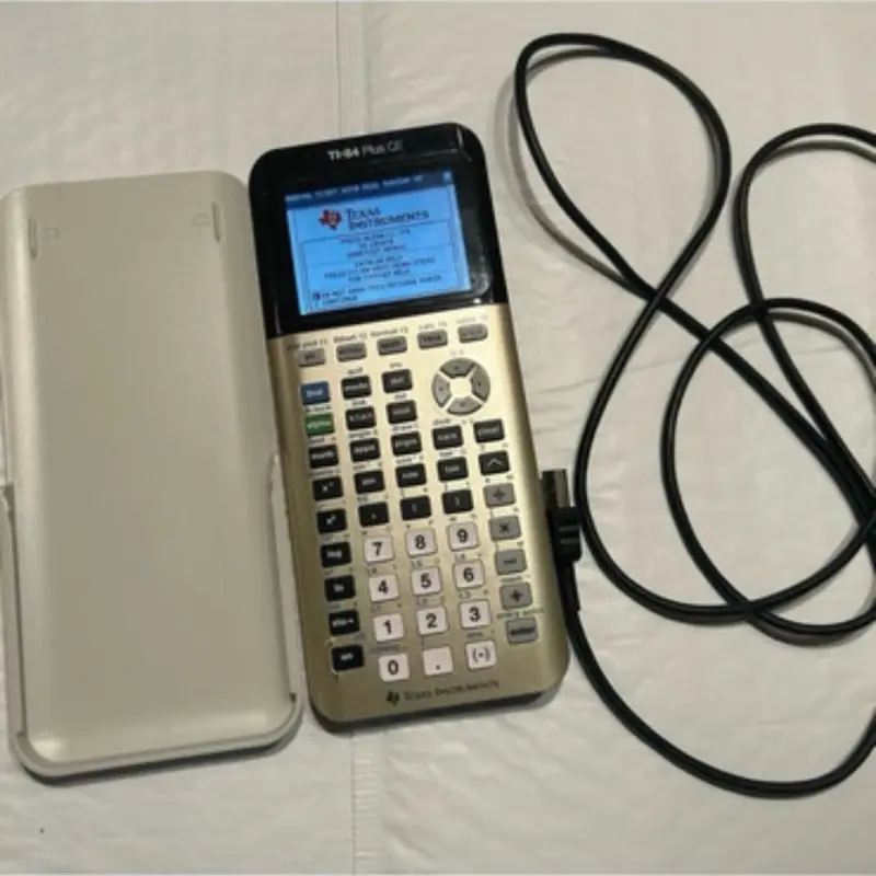 Texas Instruments TI 84 Plus CE Graphing Calculator Tested WITH Case Cable Gold