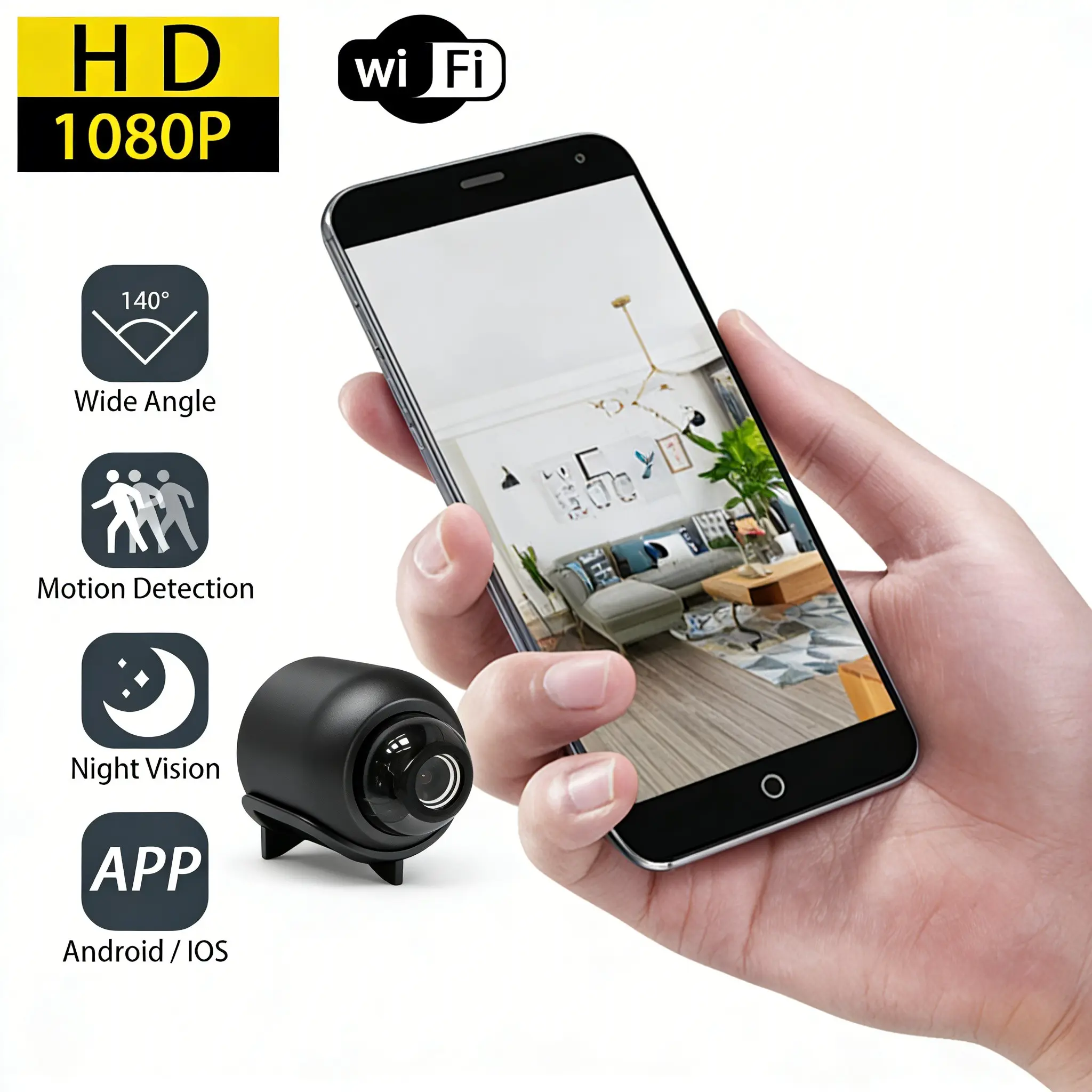 2.4g WiFi Camera, Small Remote Monitoring, Wireless Security Camera, Home Safety Camera, Home Surveillance Camera, Night Vision Network Camera, Compact Design, Portable, Wireless Cameras
