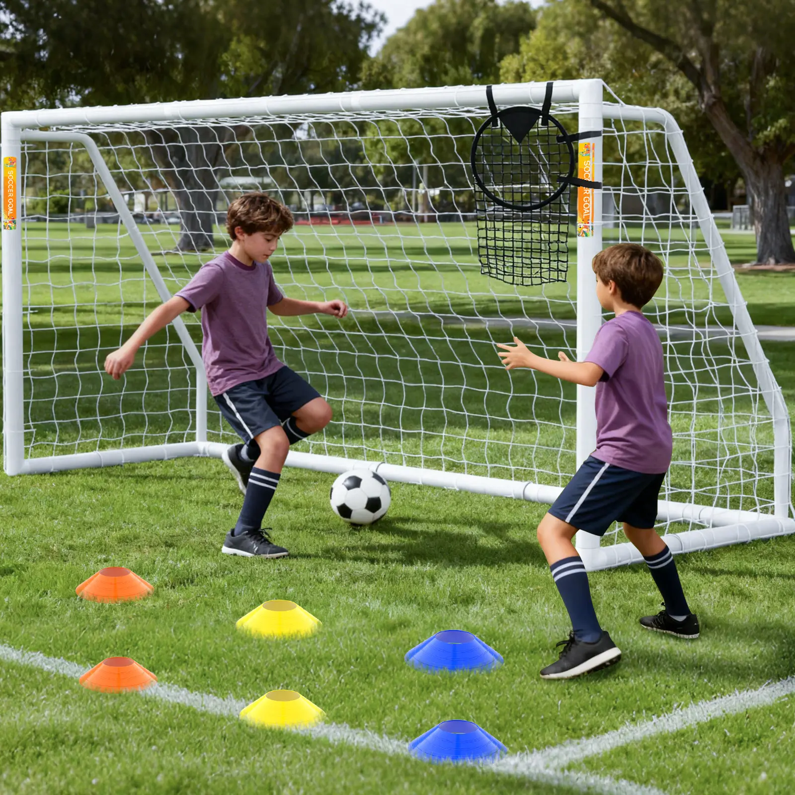 ABORON Soccer Goal - 12x6/10x6/8x6/6x4FT HPVC Soccer Goals for Backyard, Portable & Weatherproof Soccers Goal w/Soccer Net Durable Post for Adults & Youth Outdoor's Practice Training tiktokshopbacktoschool