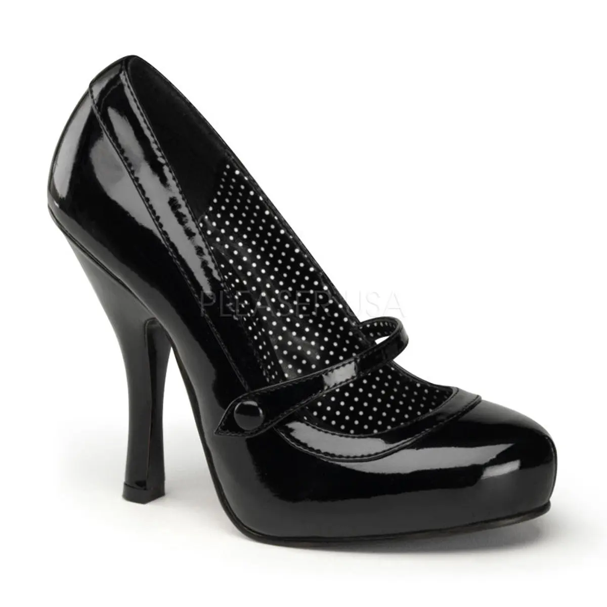 Women's Classy Elegant Patent Leather Mary Janes Platform High Heel Sandals - 4 in Footwear with Buttons, 3/4 in Note: 1 Size Small CUTIEPIE-02 Black Shoes, 3/4 Inch, High Heels, Heels For Women