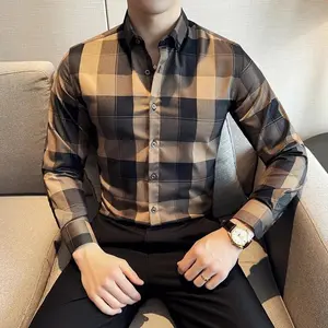[50% off only for today]Plaid Shirt for Men High Quality Long Sleeved Casual Business Shirt Office Social Party Banquet Men Clothing Menswear Top