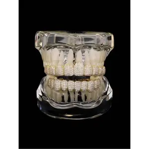 Hiphop Gold Micro-Paved Zircon Grillz Full Diamond Teeth Grills Rapper accessory diamond brace Style Streetwear Trendy Personalized Jewelry  Resin Material Diamond-Embedded Hip Hop Tooth Socket Gem Sparkly Moissanite  Impact Metallic Punk Bold Punk Aesthe