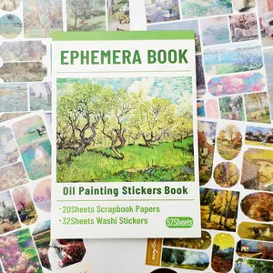 PRSTINCOL Retro Sticker Album - 52 Sheets Vintage Art Ephemera Kit with Washi Stickers, Repositionable Accents, Scrapbook Papers, Junk Journals, Memory Keeping & Scrapbooking Supplies