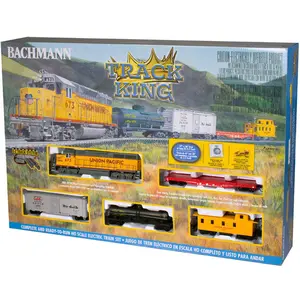 212 MAIN HO Scale Track King Ready-to-Run Freight Train Set, Complete with Boxcar and Caboose