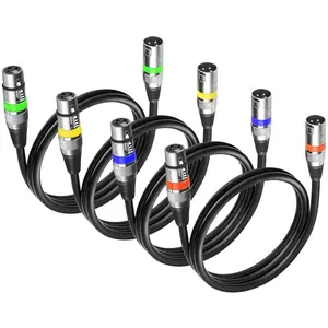 METYONLASER 4-Pack DMX Cables with XLR Male to Female Caron Connectors, 1.2m/3ft Lengths for Stage Lighting Equipment DMX Signal Protocol Connection