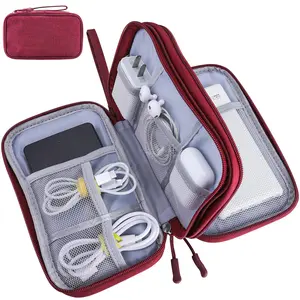 Portable Multi-layer Cable Headphones Storage Bag, Waterproof Cable Zipper Storage Case, Travel Cable and Earphones Charger Electronic Storage Bag for Camping Summer Vacation, Summer Gift