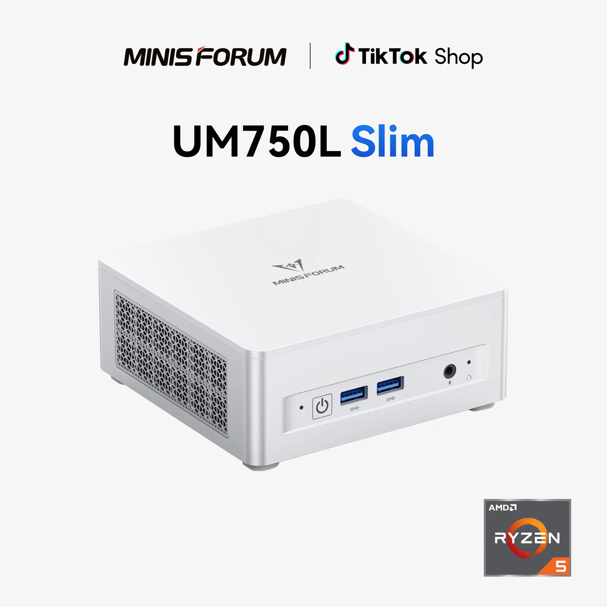 MINISFORUM UM750L Slim Mini Desktop Computer, AMD Ryzen 5 7545U (6C/12T, Up to 4.9GHz), 16GB LPDDR5 RAM, 1TB SSD PC Computer, Triple Display via USB4/HDMI/DP, 2.5G LAN, USB3.2, WiFi 6E, BT5.2, Radeon 740M for Office & Home Use, Desktop Computers, Pc Compu