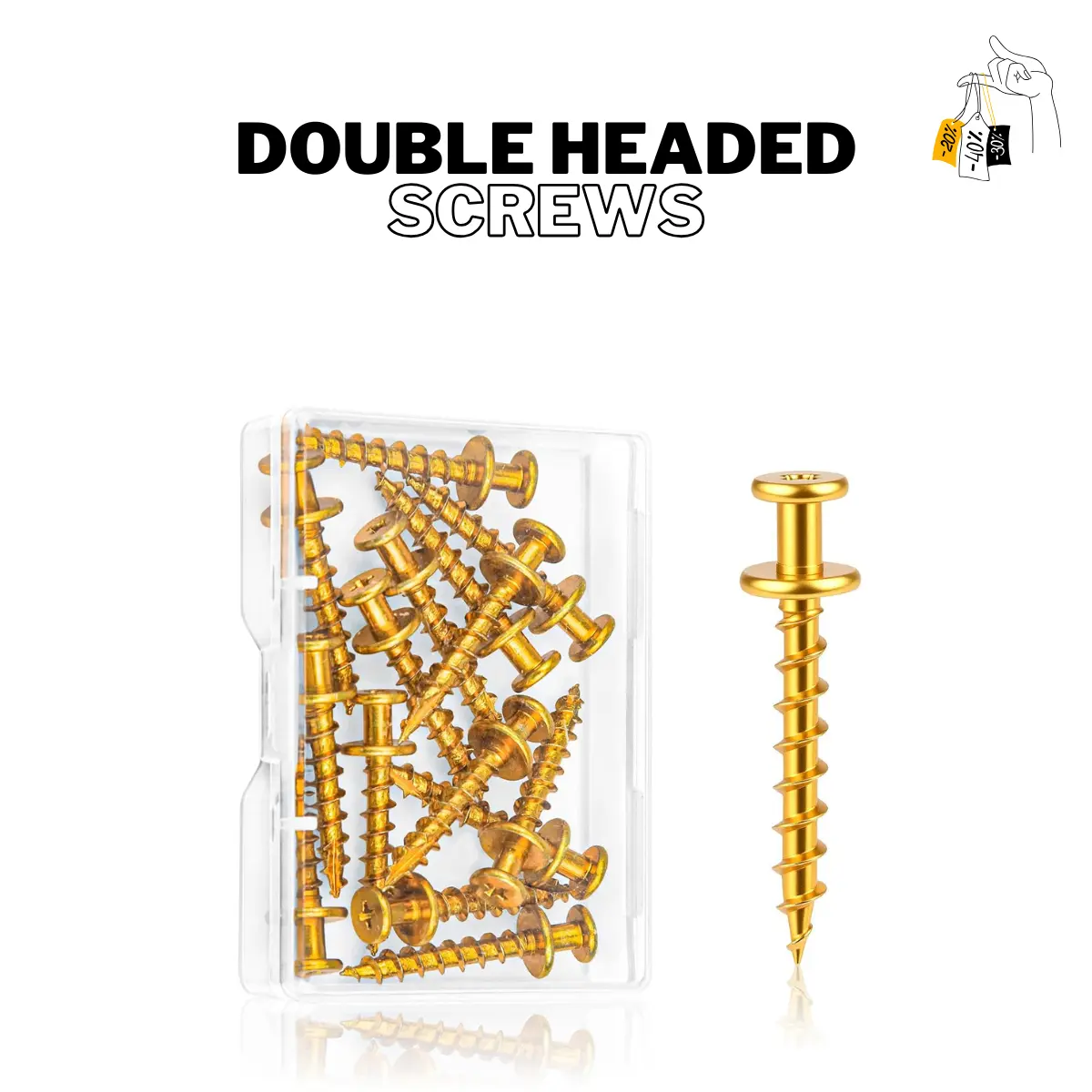 15 Pcs 100lb Picture Hangers Double Headed Screws Picture Hanging Kit Hooks Self Tapping Wall Hangers Screw for Keyholes D-Rings Sawtooth Drywall Wooden Wall Picture Hanging Nails