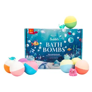 Kids Bubble Bath Bombs Gift Set Ocean Collection with Toys Inside, 12 Pack, Body Care Essentials, Ocean Bath Ball