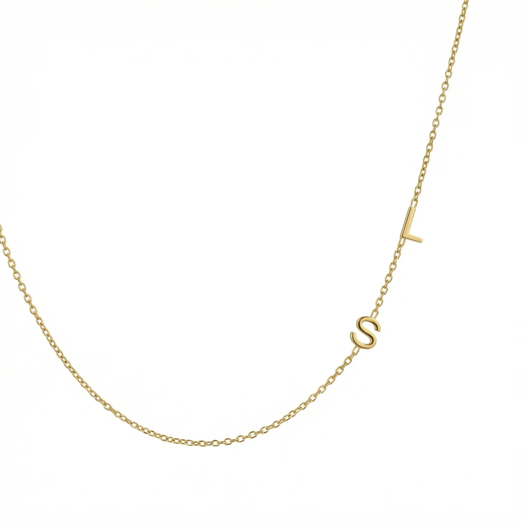 Sideways Initial Necklace – Solid 925 Sterling Silver, Thick Real 18K Gold Plating – sideways initial pendant necklace, personalized jewelry, custom jewelry, bridesmaid gift – Gift for Her, Mom & Best Friend, Mother's Day, Anniversary & Birthday