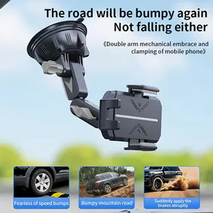 Adjustable Car Phone and Camera Mount, 360 ° Rotatable, washable suction cup, strong grip, ABS material, flexible arm with rotating ball, stable and safe, suitable for vehicle use car  holder  360