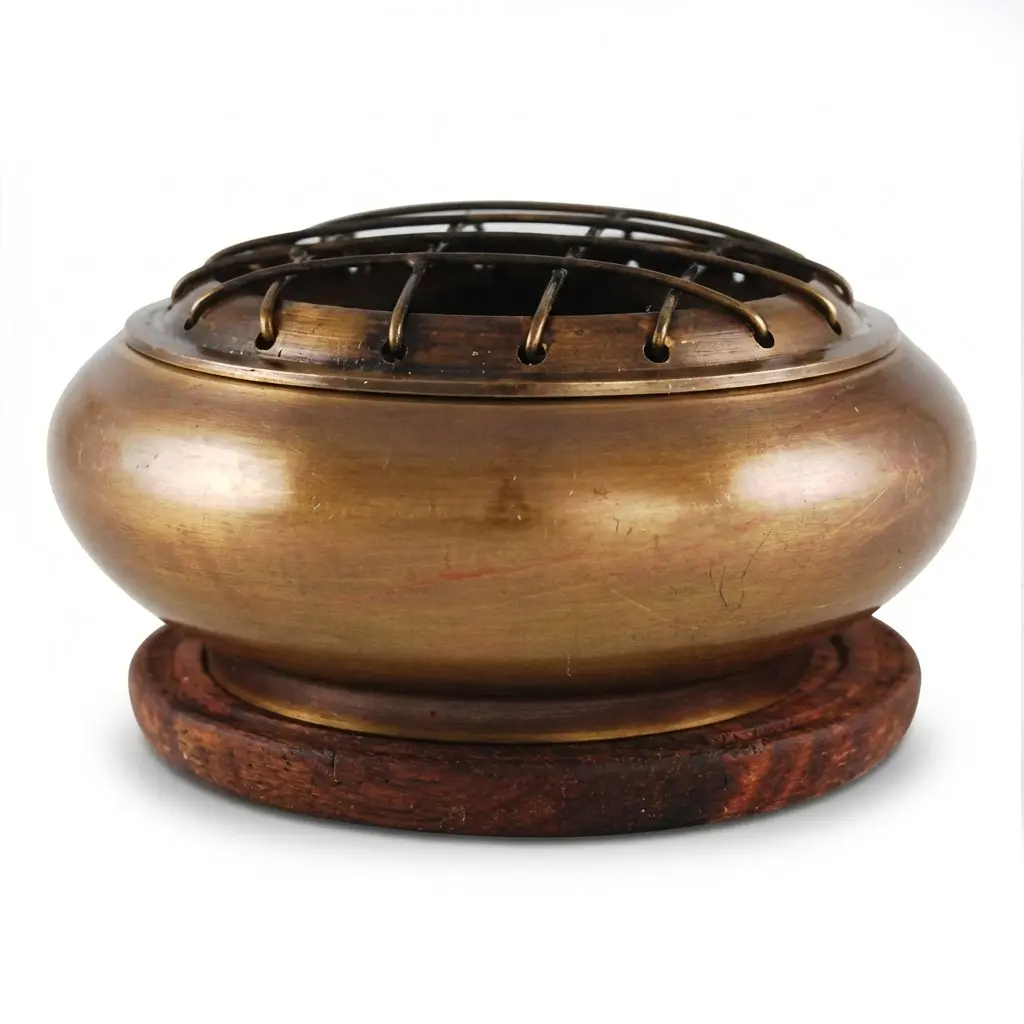 Brass Screen Incense Burner with Coaster — 3-Inch Mesh Charcoal Burner Set