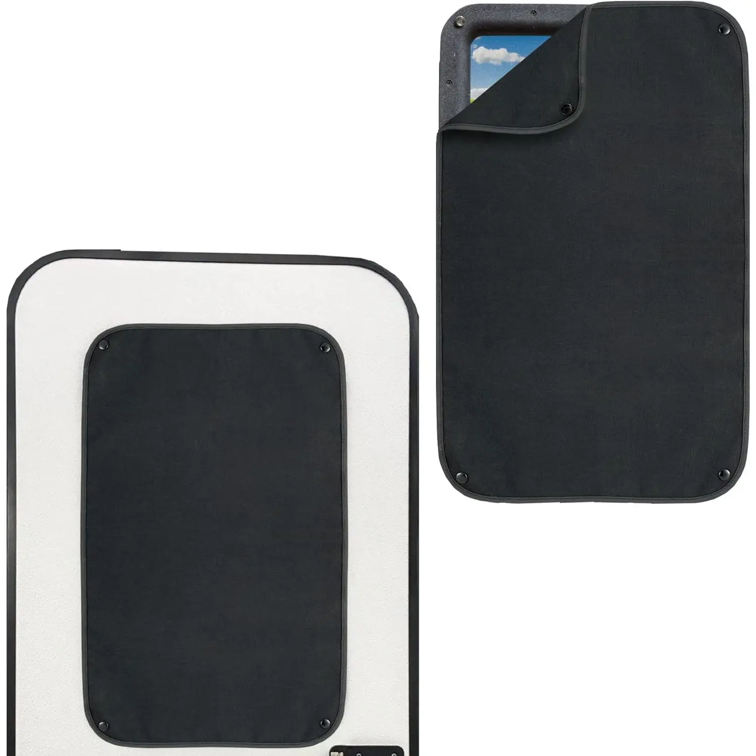 RV Entry Door Window Shade Sunshade Camper  Entrance Sun Blackout Fabric 16" x 24" (Black)