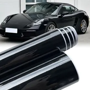 Classic Glossy Black Vinyl Wrap Film Self Adhesive Car Motorcycle DIY Sticker Decal With Air Release