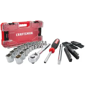 CRAFTSMAN VERSASTACK 63-Piece Standard (SAE) and Metric Chrome Mechanics Tool Set with Hard Case