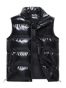 Men's Sleeveless Waistcoat Safety Jacket Outdoor Casual Solid Color Reflective Cotton Vest Gilet Vintage Multi-Functional Top Zipper Pockets Fall Classic Winter Ski Fashion Warm Short Coat