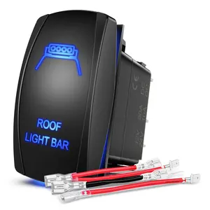 Nilight Roof Light Bar Rocker Switch Led Light Bar Switch 5Pin Laser On Off SPST switches 20A/12V 10A/24V Switch Blue with Jumper Wires Set for Cars Trucks RVs