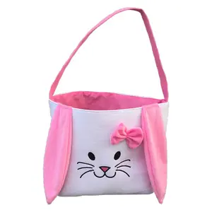 Easter Bunny Basket Bag for Kids Boys Girls Personalized Candy Egg Baskets with Long Ear Gifts Storage Buckets Decorations