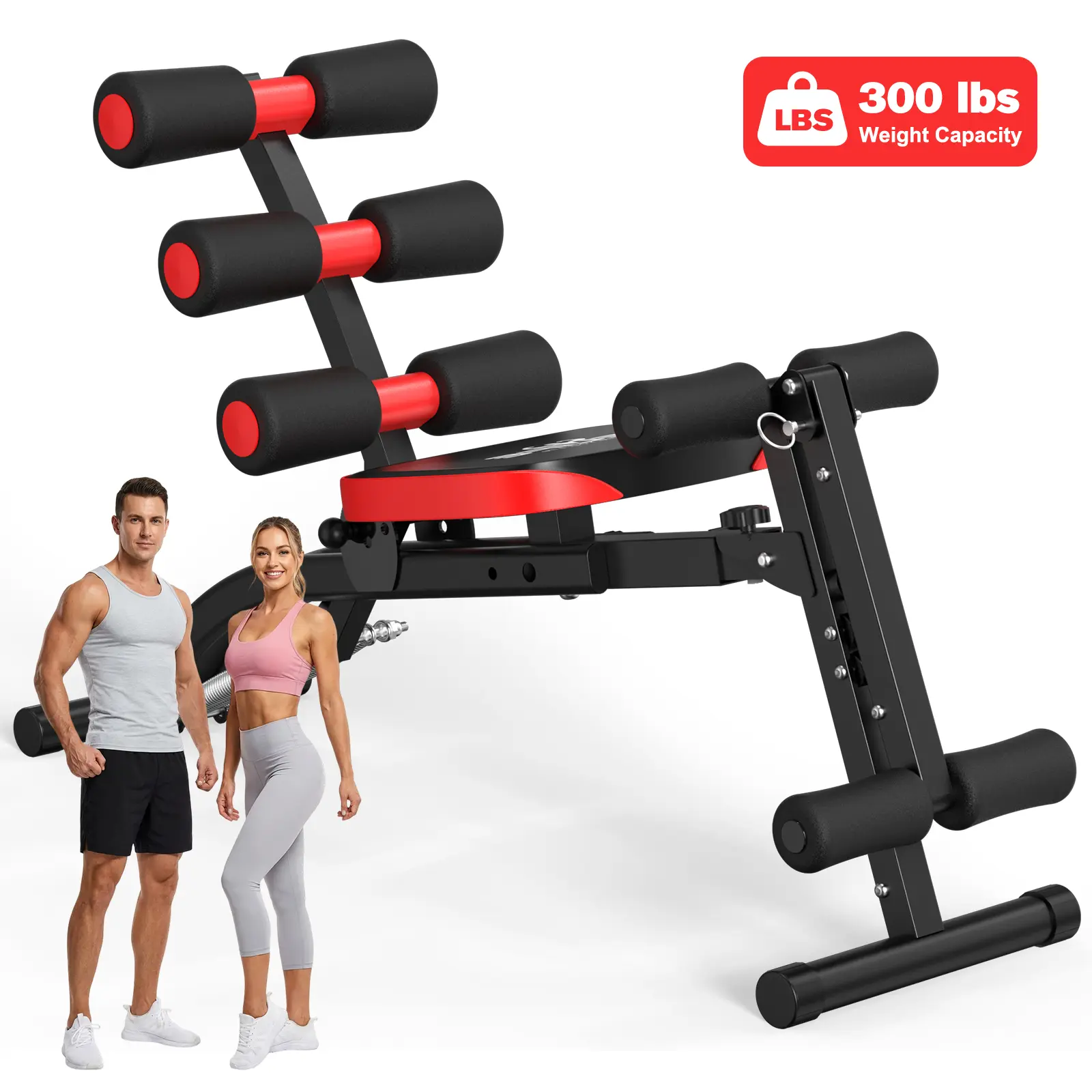 RELIFE Multi-Functional Adjustable Weight Bench - 300 lbs Capacity, 4-Level Length Adjustment, 41 x 13.2 x 28.6 Inches, Abs Strength Training, Sit-Up/Push-Up Equipment for Home Gyms Enthusiasts