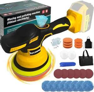 30Pcs Cordless Car Buffer Polisher Kit, 6 Inch Portable Orbital Car Polisher with 2Pcs Batteries & Charge, 8 Variable Speed Buffer Polisher for Car Detailing/Polishing/Waxing/Scratch Removing