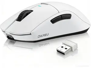 DAREU A950GM Wireless Gaming Mouse, 60g Lightweight, 26K DPI PAW3395 Optical Sensor, 2.4G/BT/Wired, Support 30-40min Fast Charge, 5 Programmable Buttons for PC/Laptop/Mac, WHT