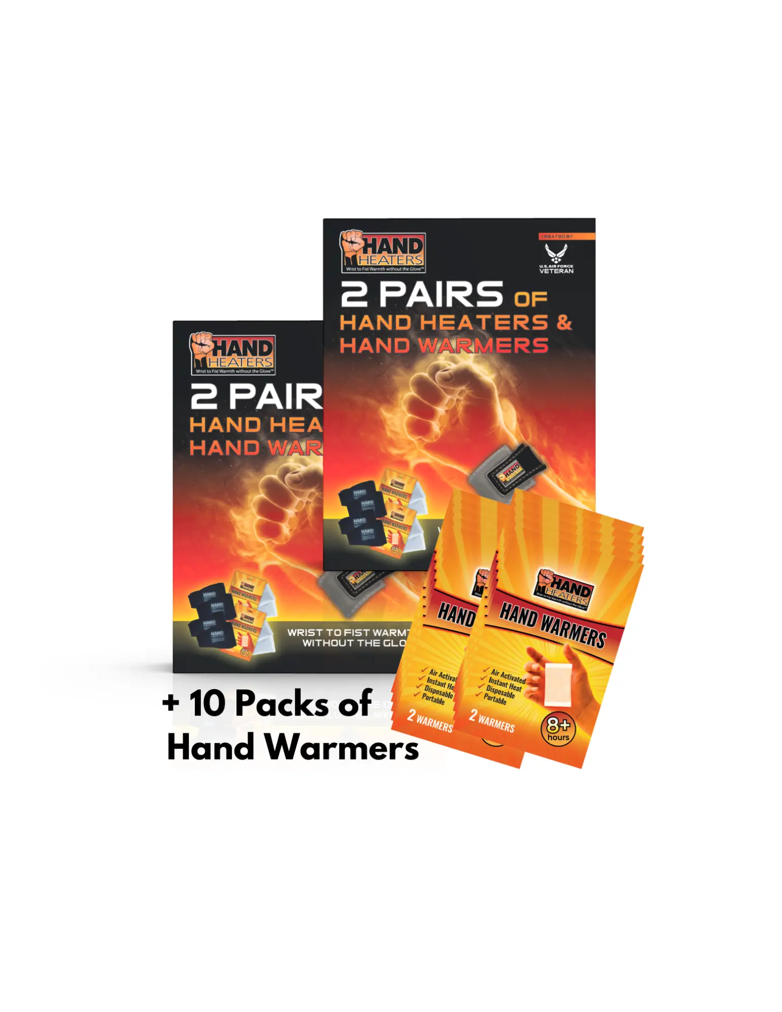 2 Boxes of Hand Heaters Wristbands and 10 Hand Warmer Packets - Each box has 2 Pair with 4 Disposable Hand Warmers