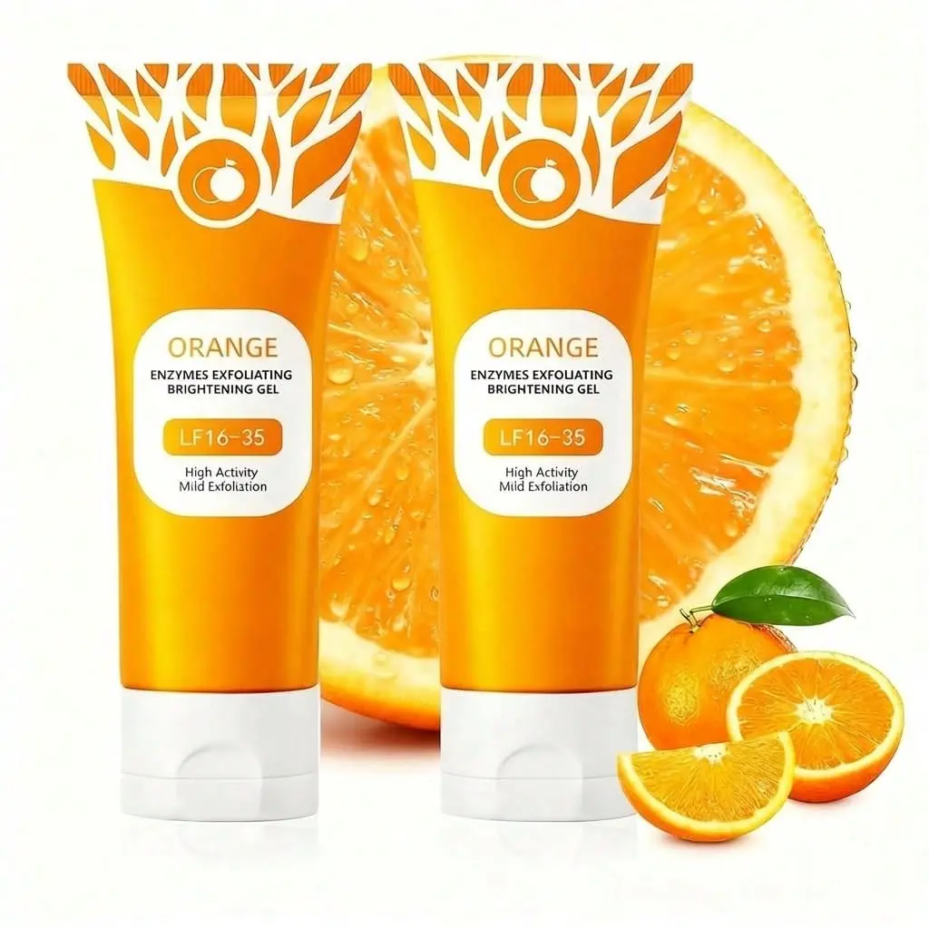 Orange Enzymes Exfoliating Brightening Gel LF16-35, Mild Non-Abrasive Skin Peeling Gel, Natural Orange Extract Exfoliator Removes Dead Skin, Fade Dull Tone, Hydrating Exfoliant for Face & Body All Skin Types