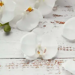 20 Silk Artificial Orchids Flower Heads White - Versatile Floral Accents for DIY Floral Arrangements Corsages & Event Decor 4"