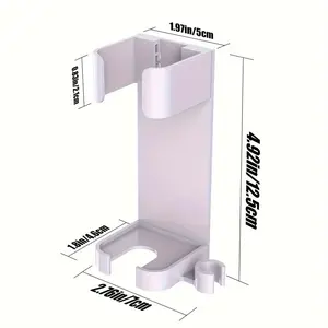 Wall-Mounted Bathroom Organizer Rack, Plastic Hanging Shelf, Multifunctional Holder for Bathroom Storage, with No Metal Pipes, for Curling Iron, Hair Dryer, Electric Toothbrush, Bathroom Storage