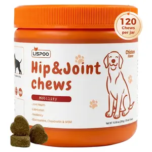 LISPOO Hip & Joint Mobility Bites for Dogs Natural Joint Health Supplements with MSM Glucosamine & Chondroitin Sulfate Chicken Flavor 120 Soft Chews outdoorfun