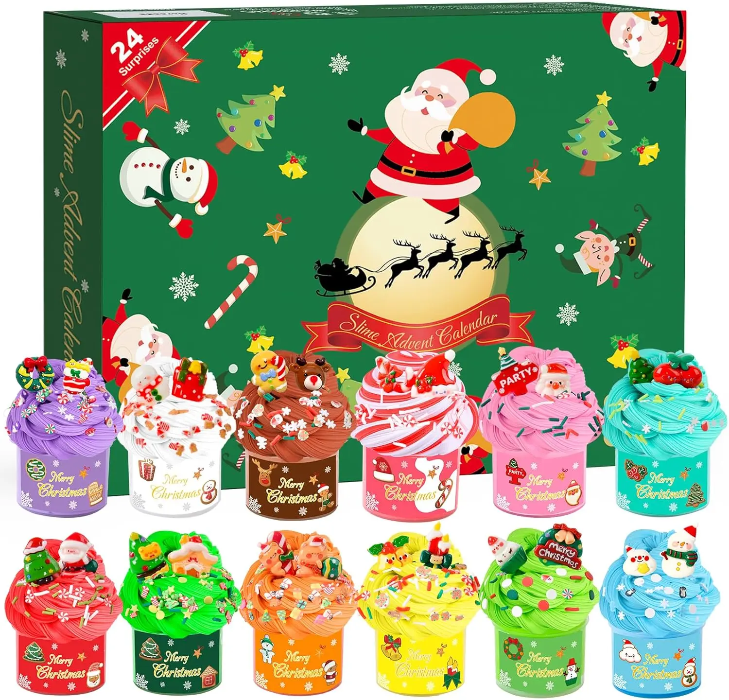Halloween Fall Gift Advent Calendar 2026, Christmas Countdown 24 Days Advent Calendars,Stress Relief Toy Putty Slime Kit, Christmas Surprise Gift Toy for Kids Girls Boys