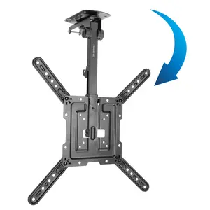 Mount-It! Flip Down Ceiling TV Mount Height Adjustable for 23-55" Screens up to 44lbs with Full Motion Swivel and Locking Feature