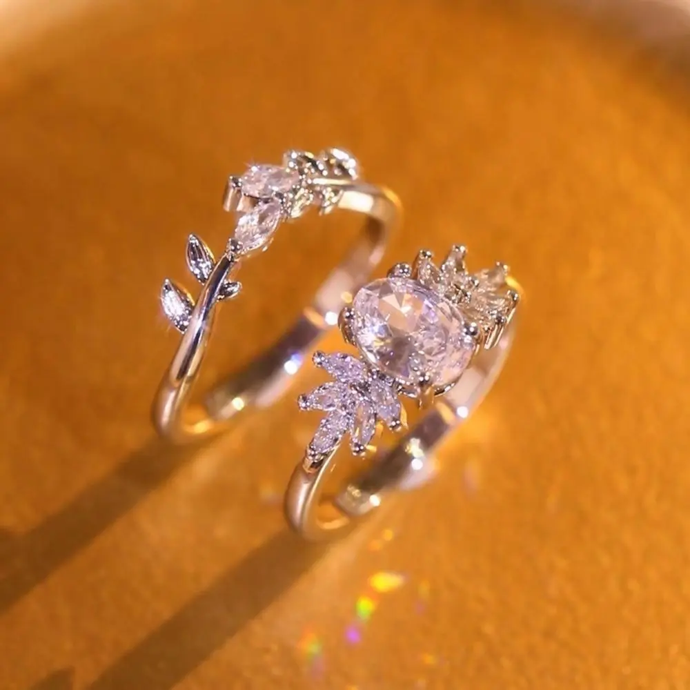 2 Piece Set Sparkling Oval  Couple Rings Set Engagement Bride Daily Casual Jewelry Valentines Day Anniversary Halloween Christmas Mothers Day Gift Statement Multi Ring rings for women engagement rings
