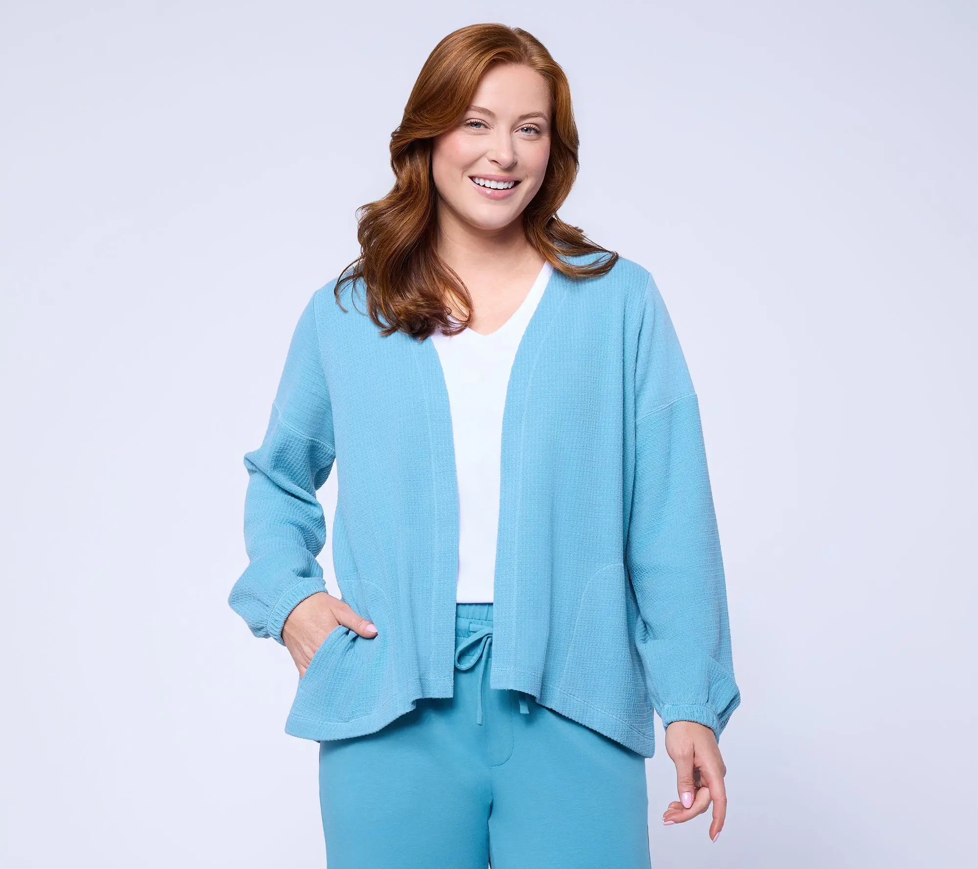 AnyBody Washed Waffle Cardigan