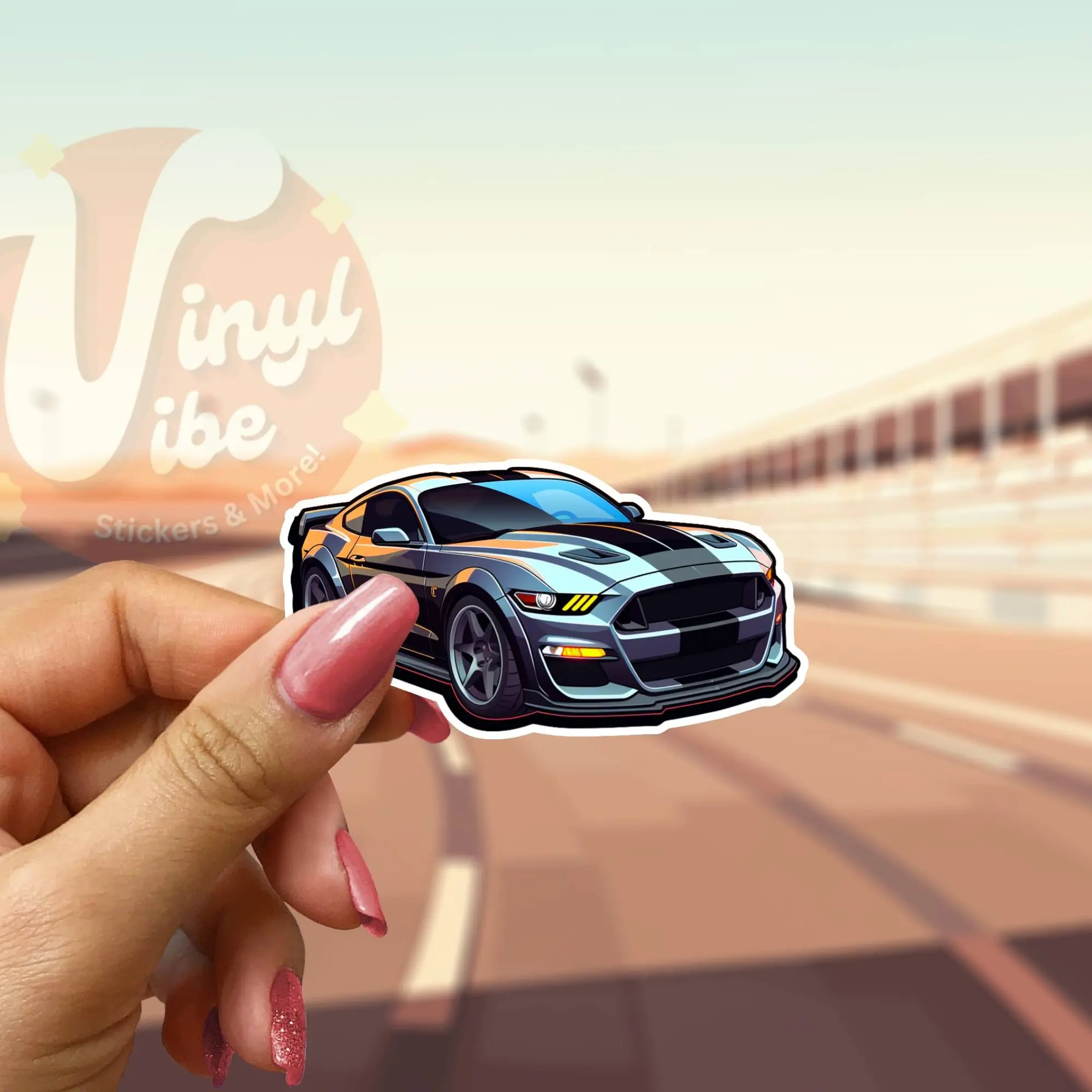 Ford Mustang Vinyl Sticker - Unique Design for Personalizing Various Items, 3" or 2" Long, Durable, Water-Resistant, Versatile Use