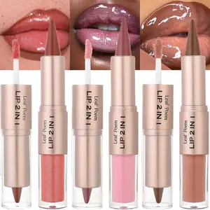 3 Pcs Lip Liner and Gloss Set 2 in 1 Lipstick with Dual-Ended and Smooth Buildable Lip Gloss for Women Lip Combo Makeup (3 Pcs Glossy #04#05#06)