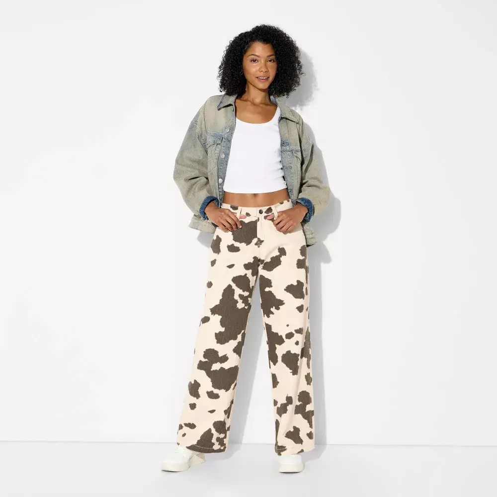 Women's High-Rise Straight Leg Cotton Pants, Breathable Casual Garment Bottom - Wild Fable