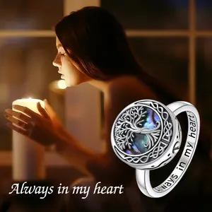 Tree of Life Ashes Ring - Celtic Knot Genealogy Souvenir Jewelry, Forever in My Heart - Unisex Shell Ring, Unique Design Memories Loved Ones