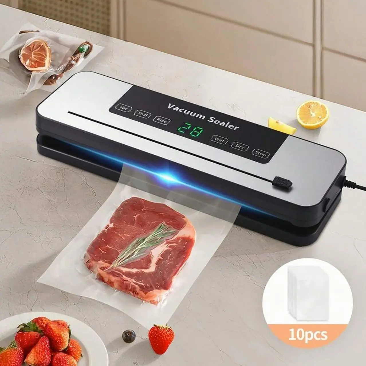 Commercial Vacuum Sealer Machine | Dry/Moist Modes, Automatic Sealing For Food Storage & Sous Vide Cooking