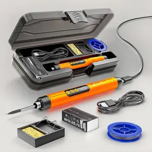 Portable USB Adjustable Temperature Soldering Iron Kit, 1 Set Soldering Kit with Storage Box, Electronic Soldering Tool for Home DIY, Electric, Heavy Duty, Parts, Power, Cordless, Hot, Repair Tool Kit Set, Handle