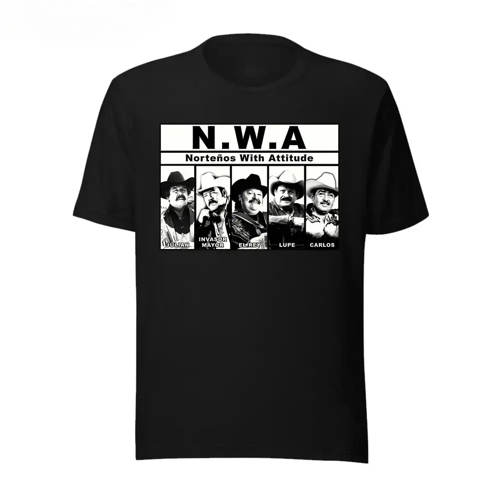 Women's NWA Attitude Graphic Casual Top - Menswear Compatible, Short Sleeve, Loose Round Neck, Hip Hop Attitude Streetwear, NWA Merch Gift For Women
